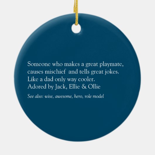 Oom Cool Fun Oom Grappige Quote Modern Blauw Keramisch Ornament (Achterkant)