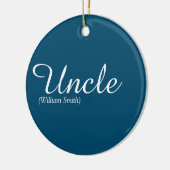 Oom Cool Modern Elegante Scriptie Fun Quote Blauwe Keramisch Ornament (Links)
