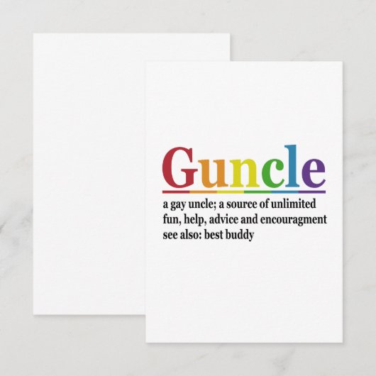 Oom Definitie Regenboog Grappig Cadeau Bedankkaart (Voorkant / Achterkant)