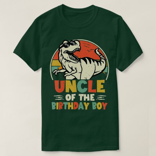 Oom Dinosaur van de Birthday Boy Matching Familie T-shirt (Design voorkant)