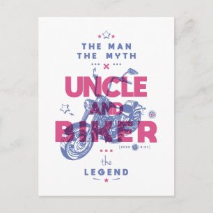 Oom en fietser het man de mythe van de legende briefkaart