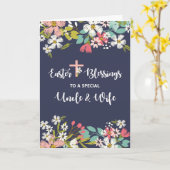 Oom en Vrouw Pasen Zegeningen van Verrezen Christu Kaart (Gele Bloem)