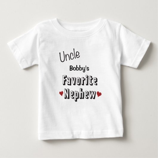 Oom Favoriet Nephew Baby T-Shirt gepersonaliseerd (Voorkant)