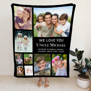 Oom Foto Collage Black Fleece Deken