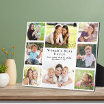 Oom Foto Collage Fotoplaat<br><div class="desc">Geef de beste oom ooit een aangepaste 8 foto collage plaquette met 8 foto's van zijn nichtjes en neefjes,  hun namen en "World's Best Grandpa" in elegante typografie.</div>