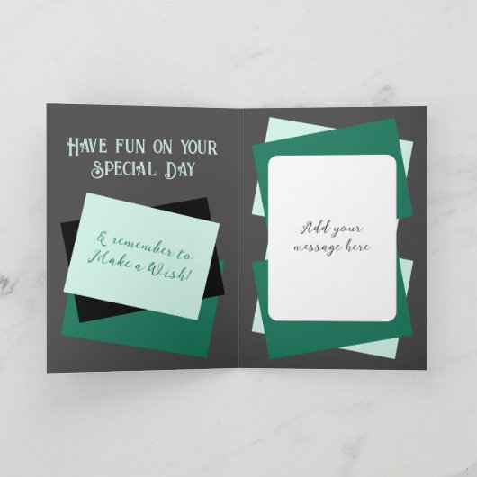 Oom foto naam grijs groene verjaardag kaart (Binnen)