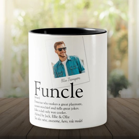 Oom Fun Definitie Foto Tweekleurige Koffiemok