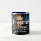 Oom Fun Definitie Leuk Moderne Foto Tweekleurige Koffiemok (Center)