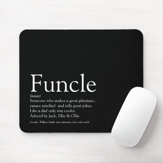 Oom Fun Oom Cool Modern Zwart en Wit Muismat (Met muis)