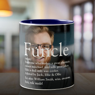 Oom Fun Oom Definitie Leuk Moderne Foto Tweekleurige Koffiemok
