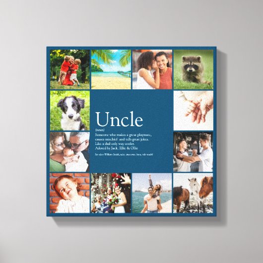 Oom Funcle Definitie 12 Foto Blauwe Pret Canvas Afdruk (Voorkant)