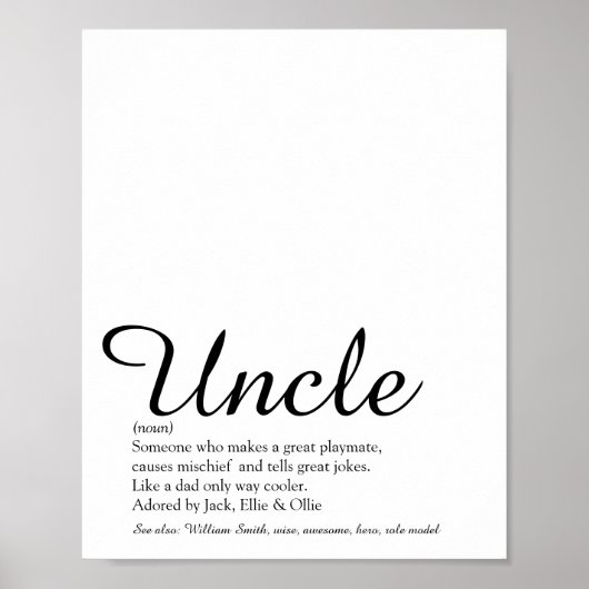 Oom Funcle Definitie Modern Plezier Schrift Poster (Voorkant)
