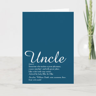 Oom, Funcle Definitie Script Blauw Plezier Kaart