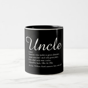 Oom, Funcle definitie script zwart en wit Tweekleurige Koffiemok