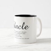 Oom, Funcle definitie script zwart en wit Tweekleurige Koffiemok (Voorkant rechts)