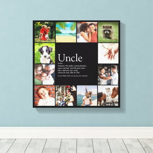 Oom Funcle Definition 12 Photo Collage Black Canvas Afdruk (Insitu (Houten vloer))
