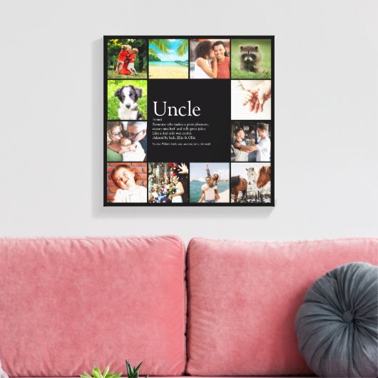 Oom Funcle Definition 12 Photo Collage Black Canvas Afdruk (Insitu (Woonkamer))