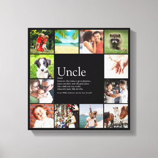 Oom Funcle Definition 12 Photo Collage Black Canvas Afdruk (Voorkant)