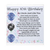 Oom gedicht - 40e verjaardag notitieblok (Voorkant)