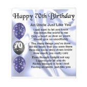 Oom gedicht - 70e verjaardag notitieblok (Voorkant)