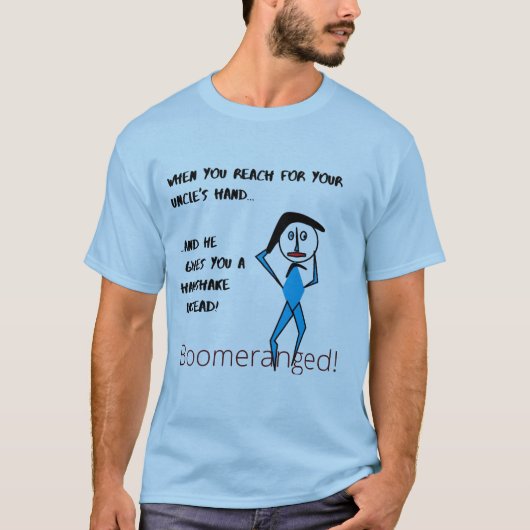 Oom Handshake - Blue Boomeranged T-shirt (Voorkant)