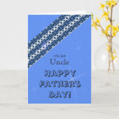 Oom - Happy Vaderdag - Blauw/Sterren/Patroon Kaart (Gele Bloem)