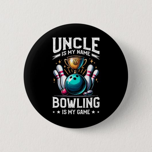 Oom is mijn naam Bowling is mijn spel Bowler Ronde Button 5,7 Cm (Voorkant)