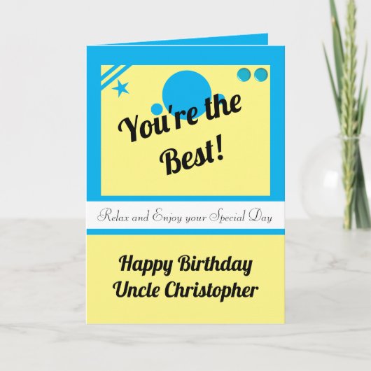 Oom, je bent de beste turquoise gele verjaardag kaart (Voorkant)