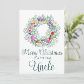 Oom kleurrijke kerst krans feestdagenkaart (Staand voorkant)