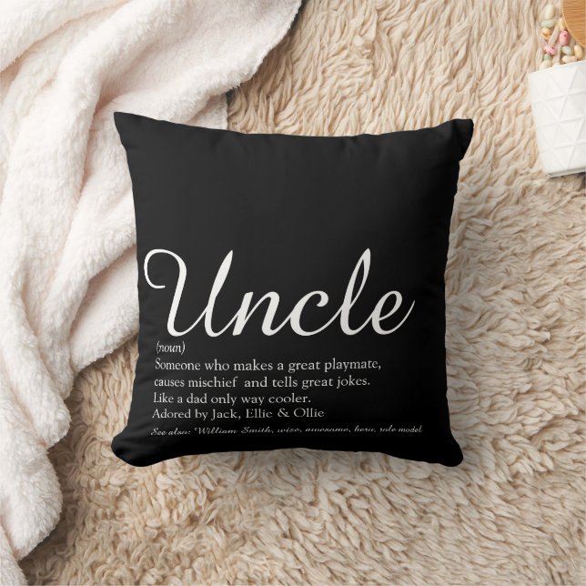 Oom Modern Fun Elegant Script Zwart en Wit Kussen (Deken)