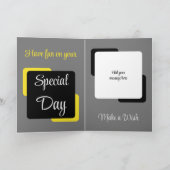 Oom naam foto grijze gele verjaardag kaart (Binnen)