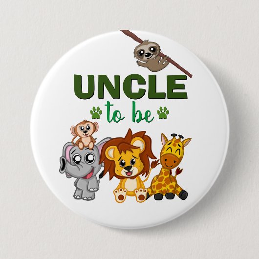 Oom om Oerwoud Safari dierentuin Baby shower te wo Ronde Button 7,6 Cm (Voorkant)