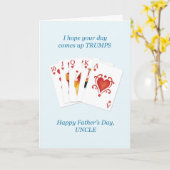 Oom op Vaderdag, harten Trumps Whist Kaart (Gele Bloem)