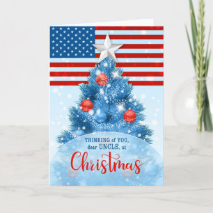 Oom Patriotic Kerstrood Blauw Feestdagen Kaart