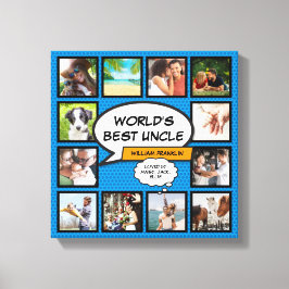 Oom Pret Cool Stripboek Blauwe Fotocollage Canvas Afdruk