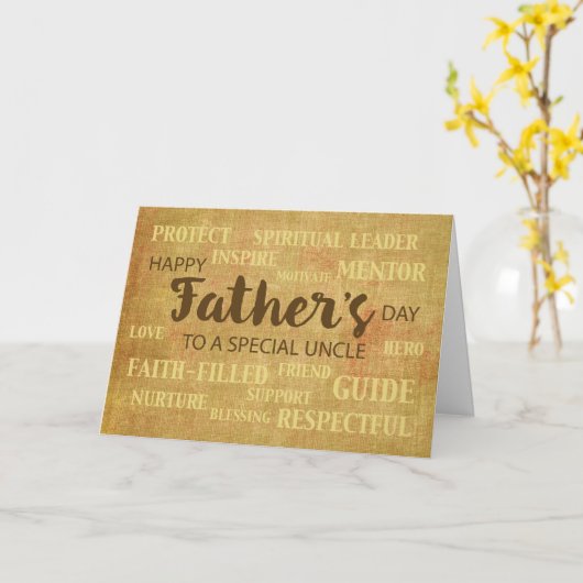 Oom Religieuze Vaderdag Qualities Kaart (Gele Bloem)