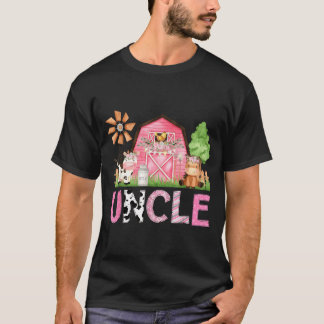 Oom Roze Boerderij Dier Verjaardag Kinderen Matchi T-shirt