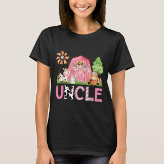 Oom Roze Boerderijdier Verjaardag Kinderen Matchin T-shirt