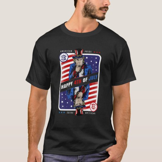 Oom Sam 4 juli Amerikaanse pride Patriotic T-shirt (Voorkant)