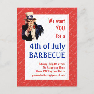 Oom Sam 4TH VAN JULY BBQ BARBECUE Briefkaart