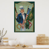 Oom Sam American Irish Flag Lucky Hoefijzer Poster (Keuken)