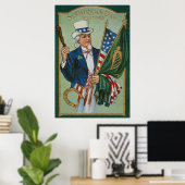 Oom Sam American Irish Flag Lucky Hoefijzer Poster (Thuiskantoor)