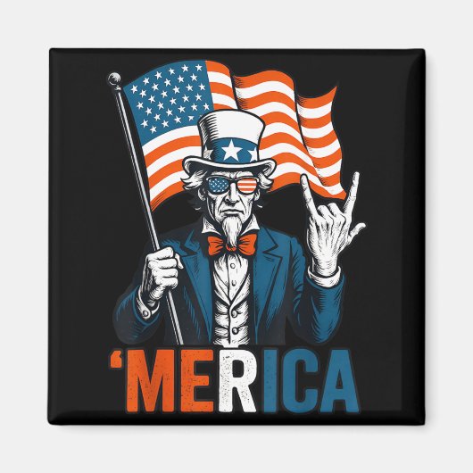 Oom Sam Amerika Rots Grappig 4 juli Amerikaans Magneet (Voorkant)