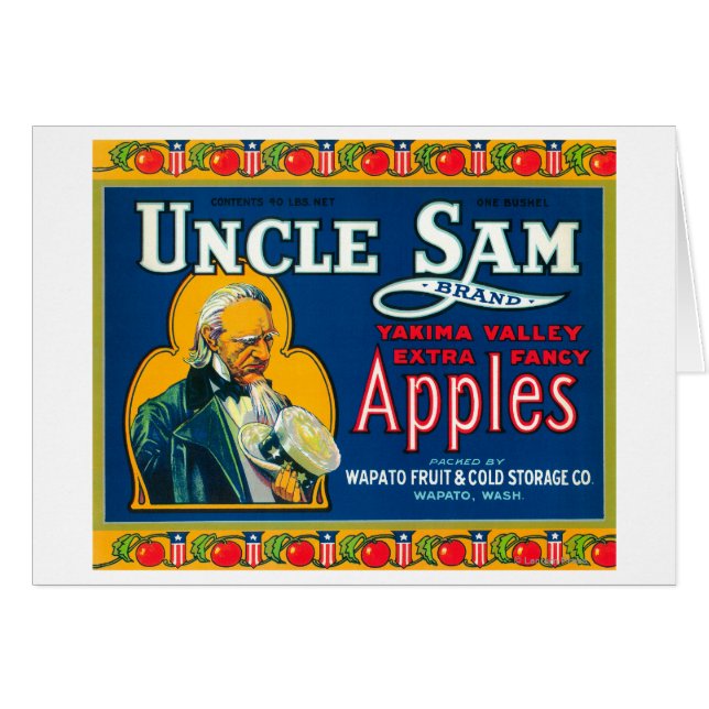 Oom Sam Apple Label (blauw) - Wapato, WA (Voorkant Horizontaal)