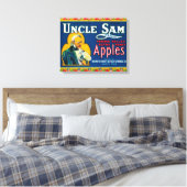 Oom Sam Apple Label (blauw) - Wapato, WA Canvas Afdruk (Insitu (Slaapkamer))