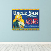 Oom Sam Apple Label (blauw) - Wapato, WA Canvas Afdruk (Insitu (Houten vloer))