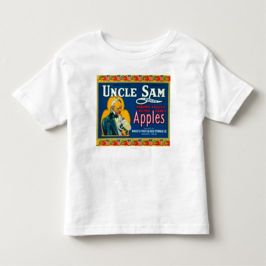 Oom Sam Apple Label (blauw) - Wapato, WA Kinder Shirts (Voorkant)