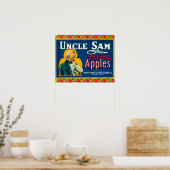Oom Sam Apple Label (blauw) - Wapato, WA Poster (Keuken)