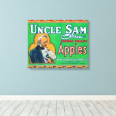 Oom Sam Apple Label (groen) - Wapato, WA Canvas Afdruk (Insitu (Houten vloer))