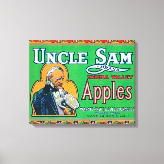 Oom Sam Apple Label (groen) - Wapato, WA Canvas Afdruk (Voorkant)